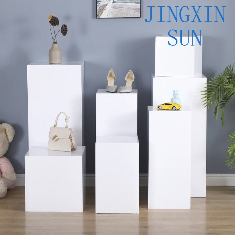 Wooden painted white exhibition booth, exhibition boutique display cabinet, commercial women's clothing store table