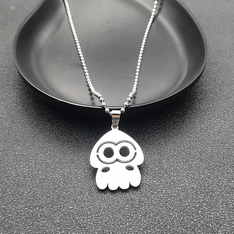 Splatoon Game Peripheral Octopus Titanium Steel Pendant Necklace Jewelry Anime Model Girl Holiday Gift