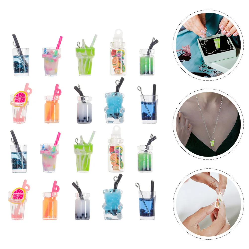 

20Pcs Mini Glass Bottle Necklace Charms Jewelry Charms for DIY Accessories Earrings Keychain Bracelet Making Glass Pendant