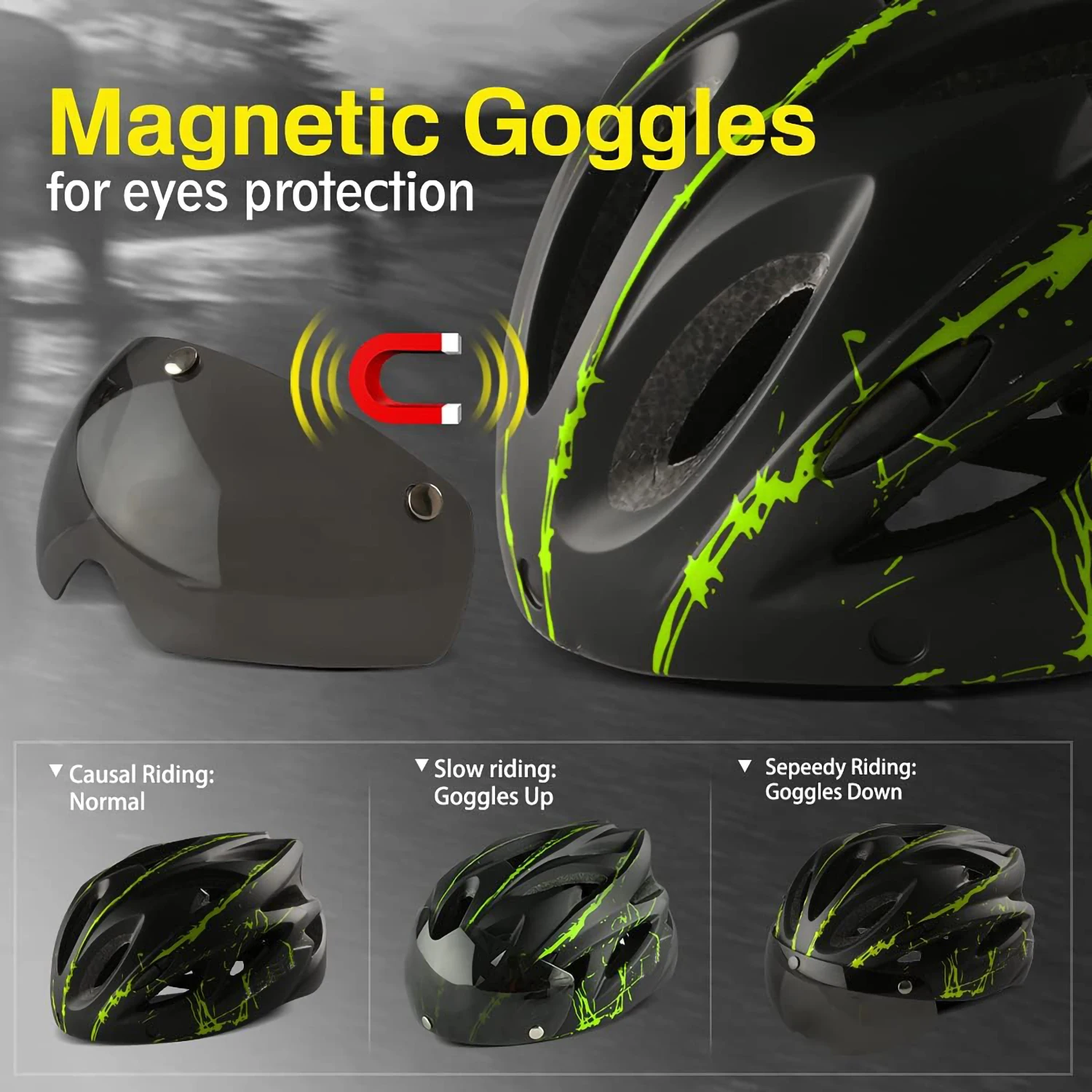 Bike Helmet With Sun Visor And Lens Adult Cycling Helmets Fit 57-62cm Lightweight Breathable Colorful Bicycle Helmet Accessories