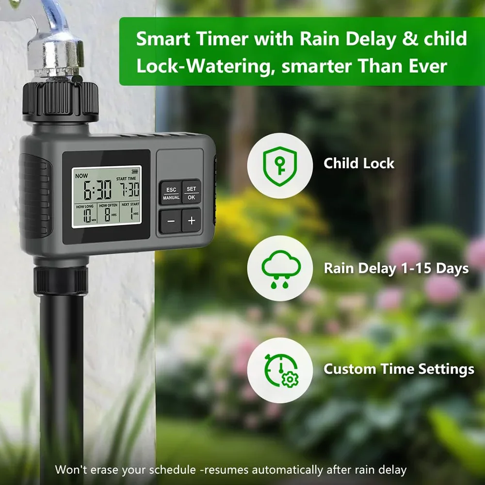 Garden Programmable Timer Outdoor Watering Kits Misting Cooling System 360° Free-bend Misting Nozzle Adjustable Atomizer Sprayer