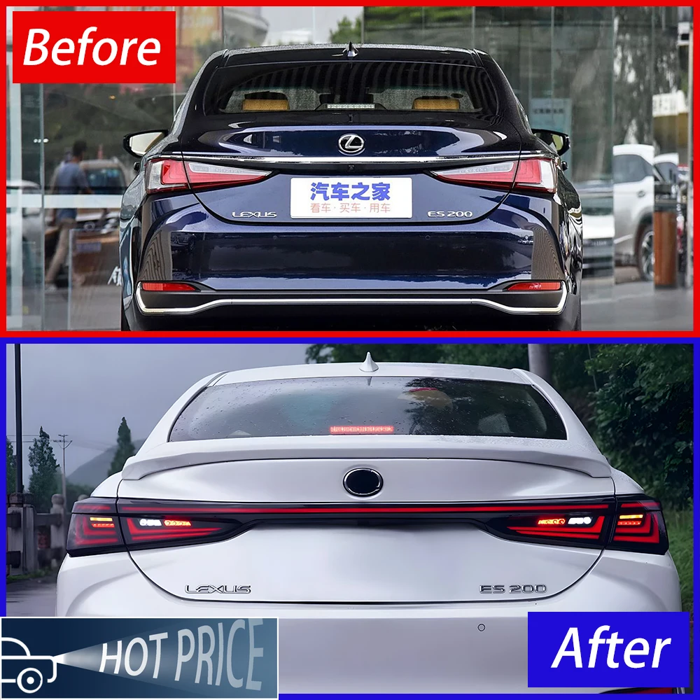 

Для Lexus ES 200 260 300 2018-2024 автоматические задние фонари, обновленный стиль 2025, эффект запуска, светодиодные сквозные задние фонари, инструменты, аксессуары