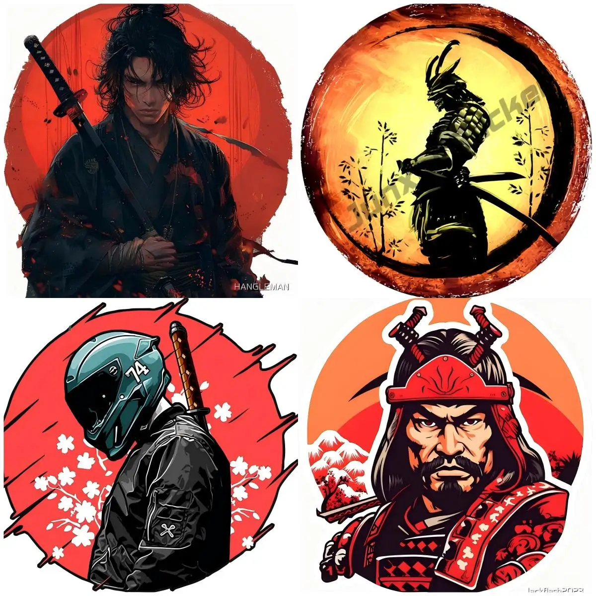 

Japanese Style Retro Samurai Decal Windows Laptop Waterproof Decoratio Trunk Personality Rv Car Stickers