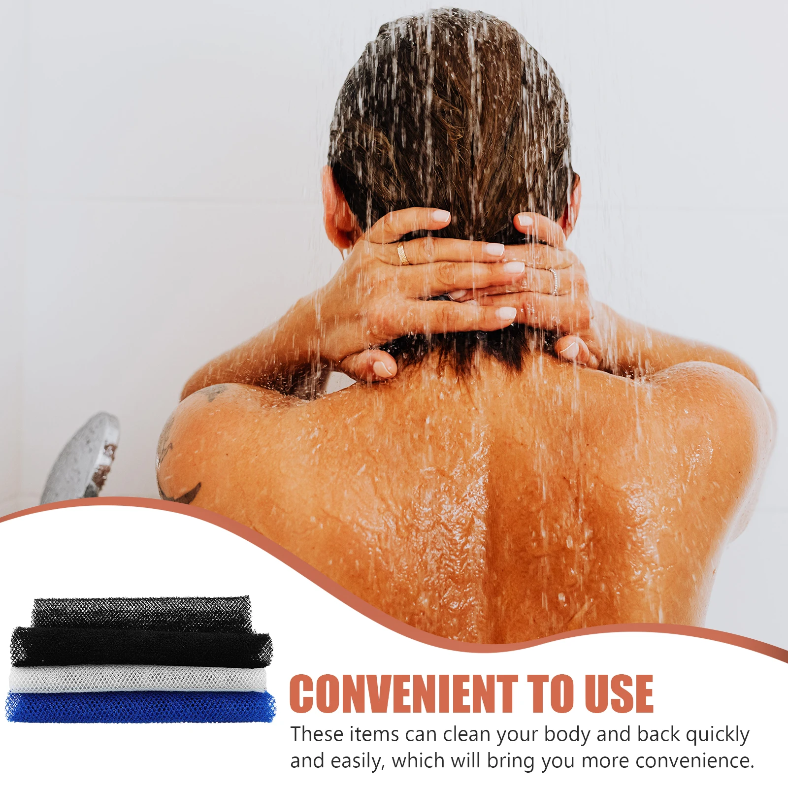 

3 Pcs Bath Towel Exfoliating Back Washcloth Scrubbers Cleaning Massage for Body Skin Nylon Shower Towels Daily Bathing Use