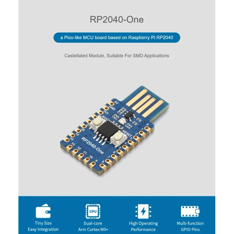 Waveshare-placa Flash MCU de RP2040-One, 4MB, basada en Raspberry Pi RP2040