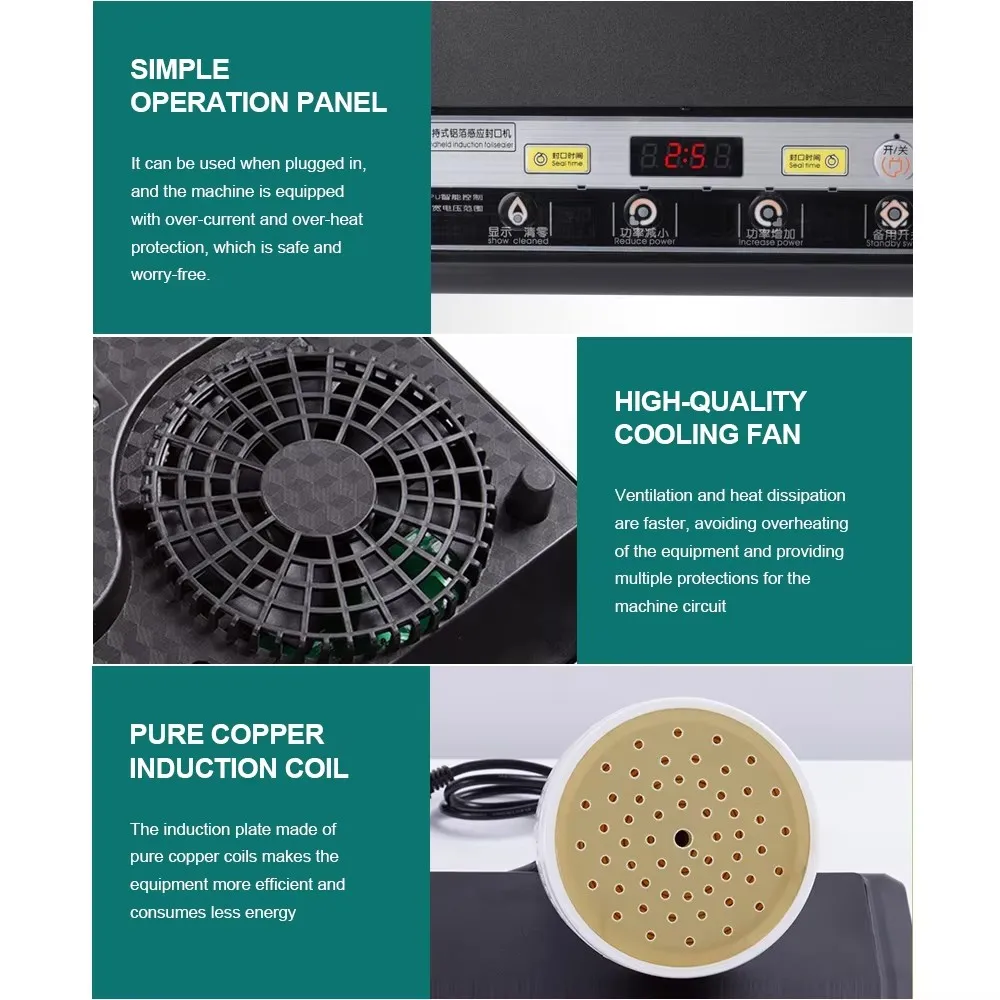 220V Hand Held Electromagnetic Induction Sealer Bottle Sealing Machine  Glass PET PP Bottle Microcomputer Aluminum Foil Capper