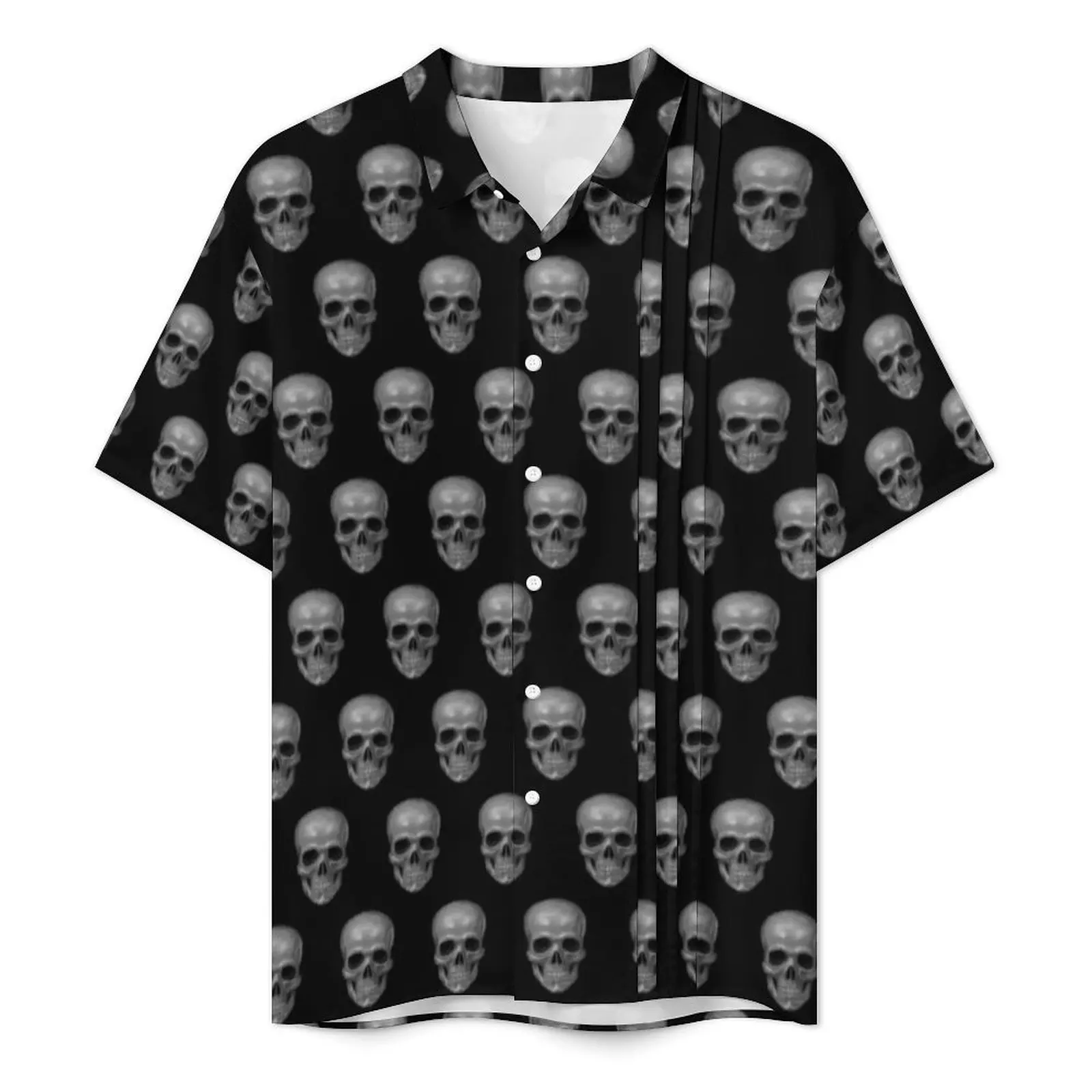 Realistic Skull Casual Shirt Cool Skeleton Print Retro Hawaii Shirts Male Short Sleeve Beach Y2K Street Oversized Blouses