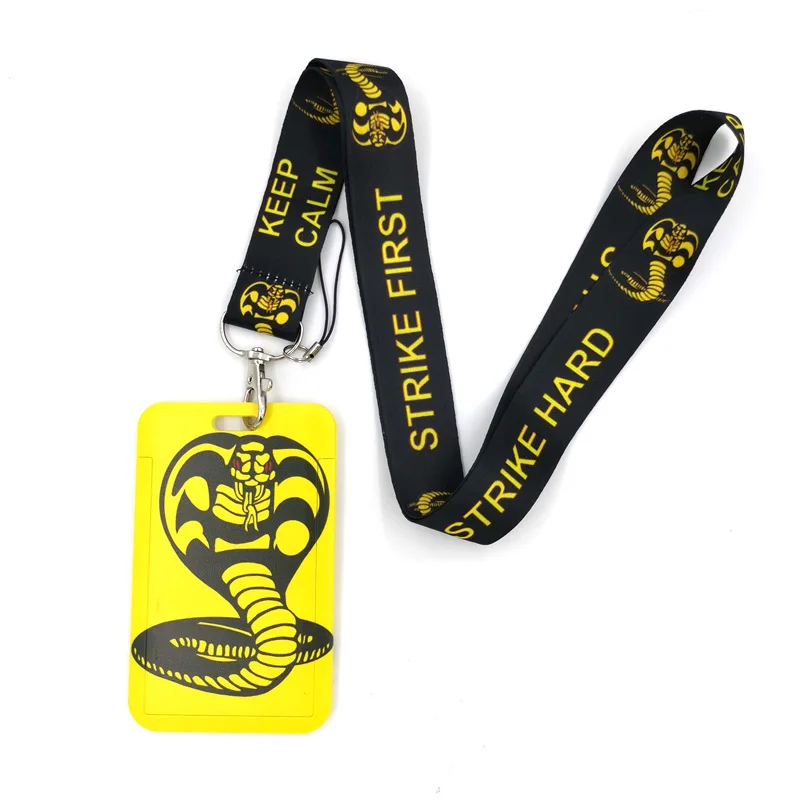 Cobra Kai Snake Lanyard Credit Card ID Holder Bag Student Women Travel Card Cover Badge Car Keychain Gifts Accessory Decorations