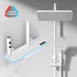 Digital Display Thermostat Shower System Bathroom Rain Shower Head Brass Waterfall Bathtub Hot and Cold Mixer Shower Faucet Sets