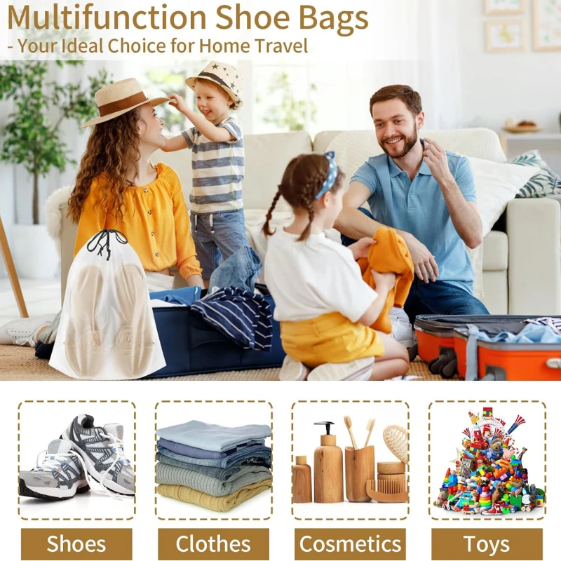20PCS Portable Shoe Drawstring Eco Storage Bag For Travel Makeup Bag Waterproof Transparent Plastic Storage Bag