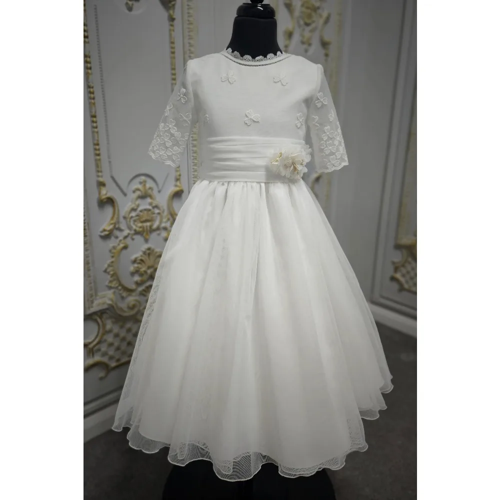 

Customized Appliques Flower Girl Dress for Wedding 2026 Lace Ball Gown Draped Birthday Party First Communion Kid's Gowns Long