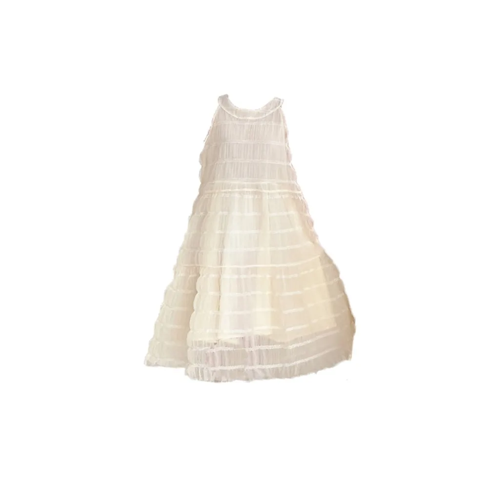 Elegant Loose Girls Princess Dress Children Beach Vacation Summer Mesh Dress Sweet Party Teens Long Dress Party