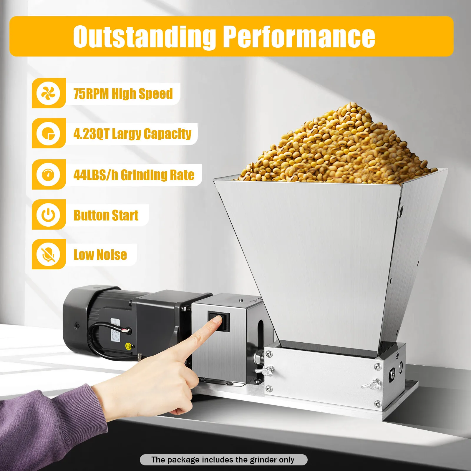 110V Electric Grinder Mill Grain Corn Wheat Feed/Flour Dry Wet Cereal Machine