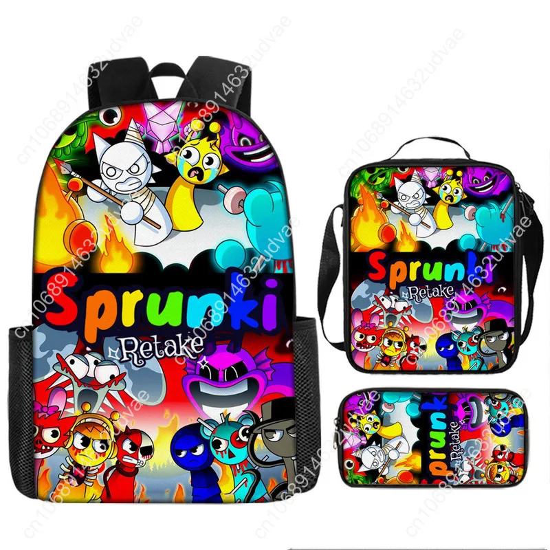 1/3Pcs Sprunki backpack 15inch Sprunki bookbag  Incredibox Schoolbag Cartoon Single Layer Sprunki backpack For Students Backpack