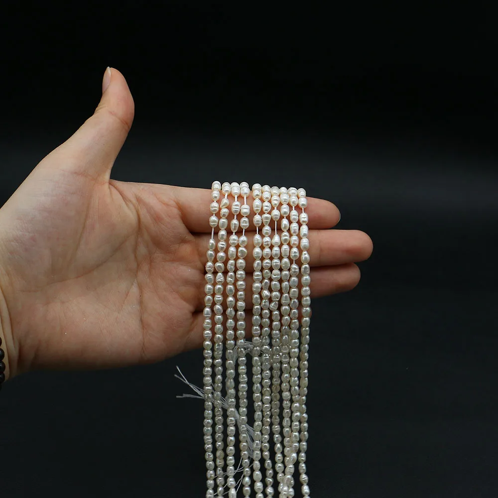Charm Natural Freshwater White Pearls Rice Shaped Beads Jewelry Making DIY Necklace Bracelet Earring Accessories Waist Beads