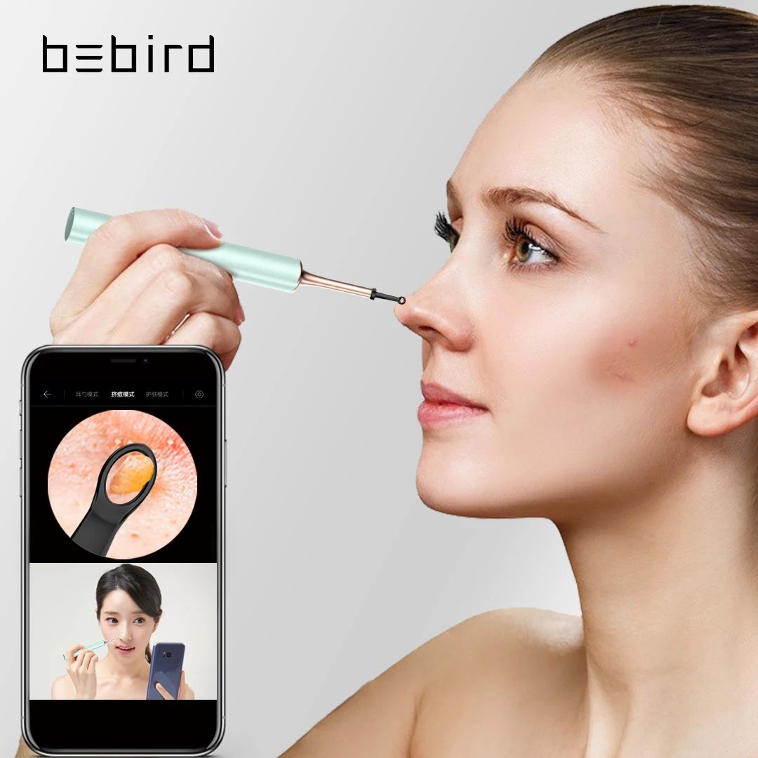 With Acne removal function! Bebird T15 Smart cleaner kit with 5MP HD ultra-fine camera for ear wax removal and Skin Check