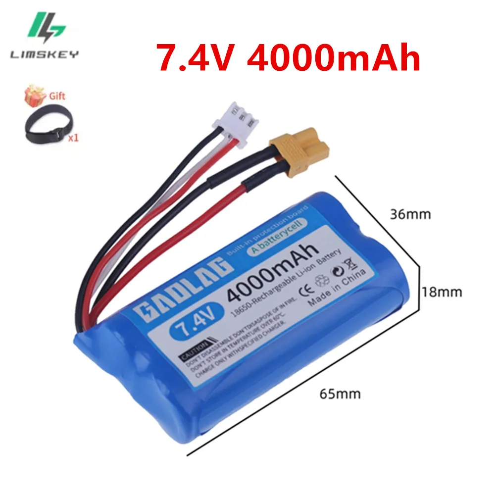 7.4V 4000mAh 18650 2S Li-ion Battery XT30 plug/USB for HUINA 580 550 582 583 1580 1583 1580-005 RC toys cars accessory