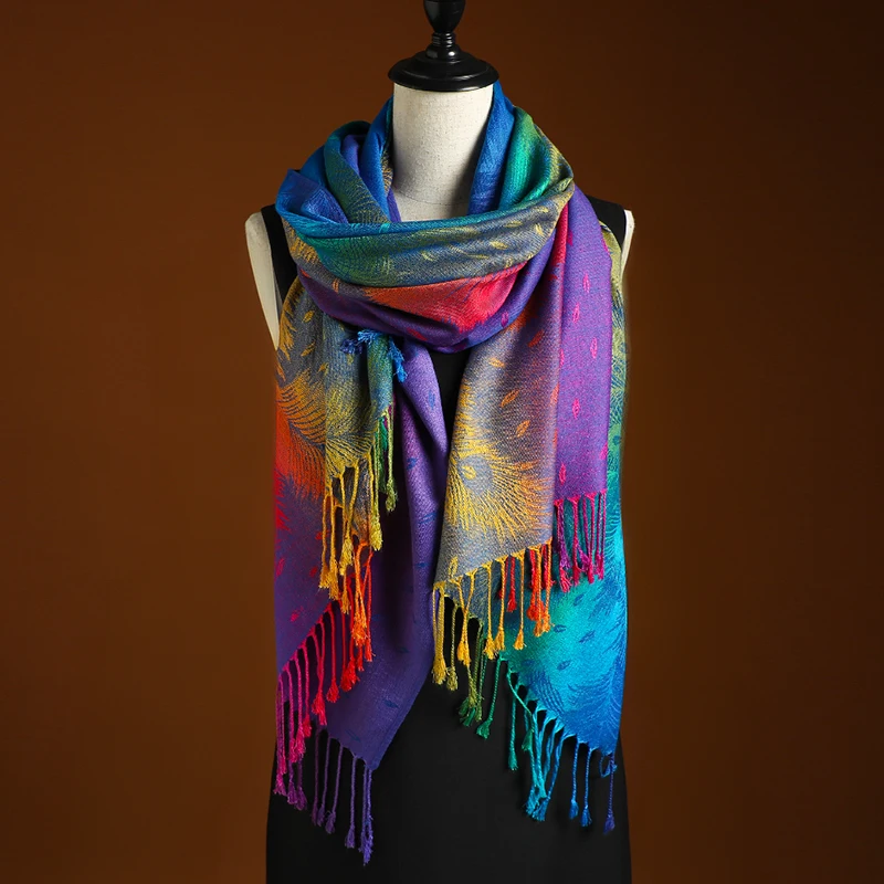 Bohemian Style Paisley Shawl, Multicolor Fringe Scarf, Dual-Purpose Windproof Warm Wrap For Women, Suitable For Mardi Gras