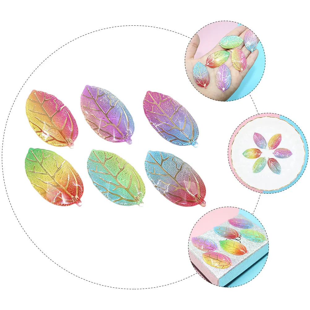 

30Pcs Resin Leaves Pieces Gradient Color DIY Handmade Accessories Unfinished Leaves Gargets for Party Decoration