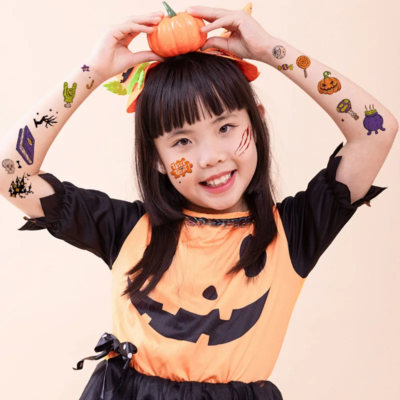 10 Sheets Cartoon Halloween Temporary Tattoos For Kids Cute Funny Face Stickers Party Favors Premium Safe Non Toxic