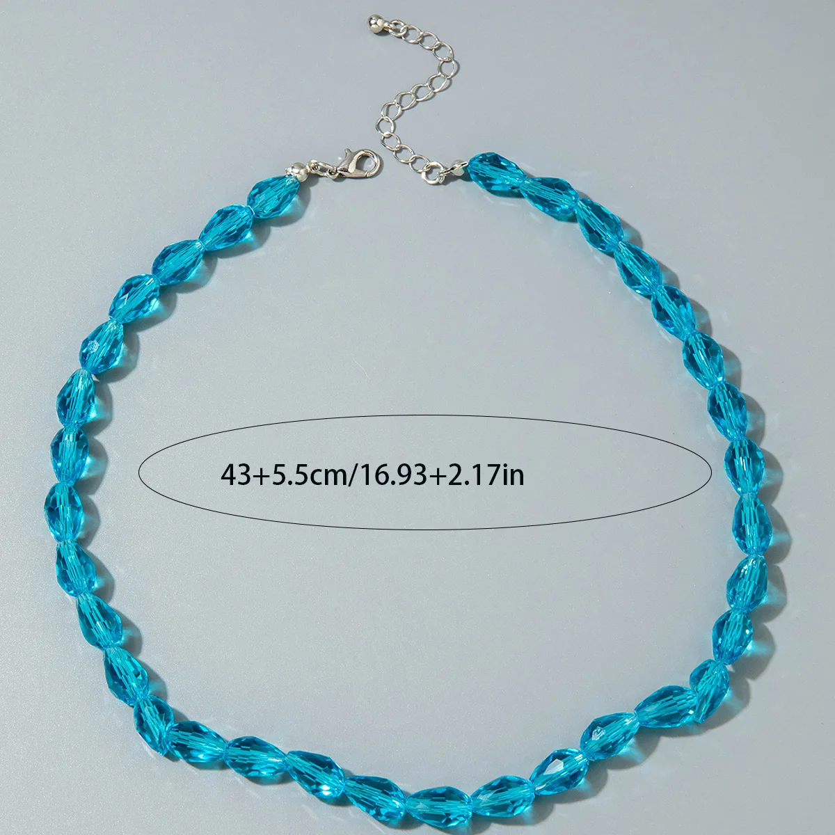 Docona Resort Style Glass Geometric Blue Drop Shape Beaded Choker Necklace Women's Daily Resort Jewelry Accessory