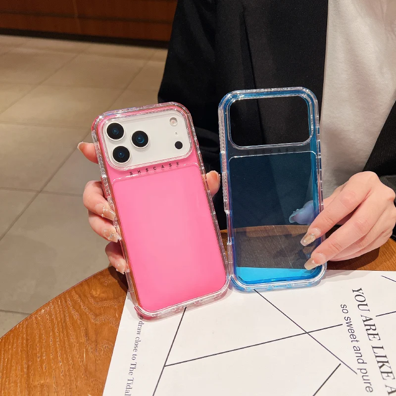 Shs luxo cor sólida macio tpu + pc rígido à prova de choque caso telefone para iphone17 promax ar 15 12 13 14 16 pro max pára-choques capa traseira