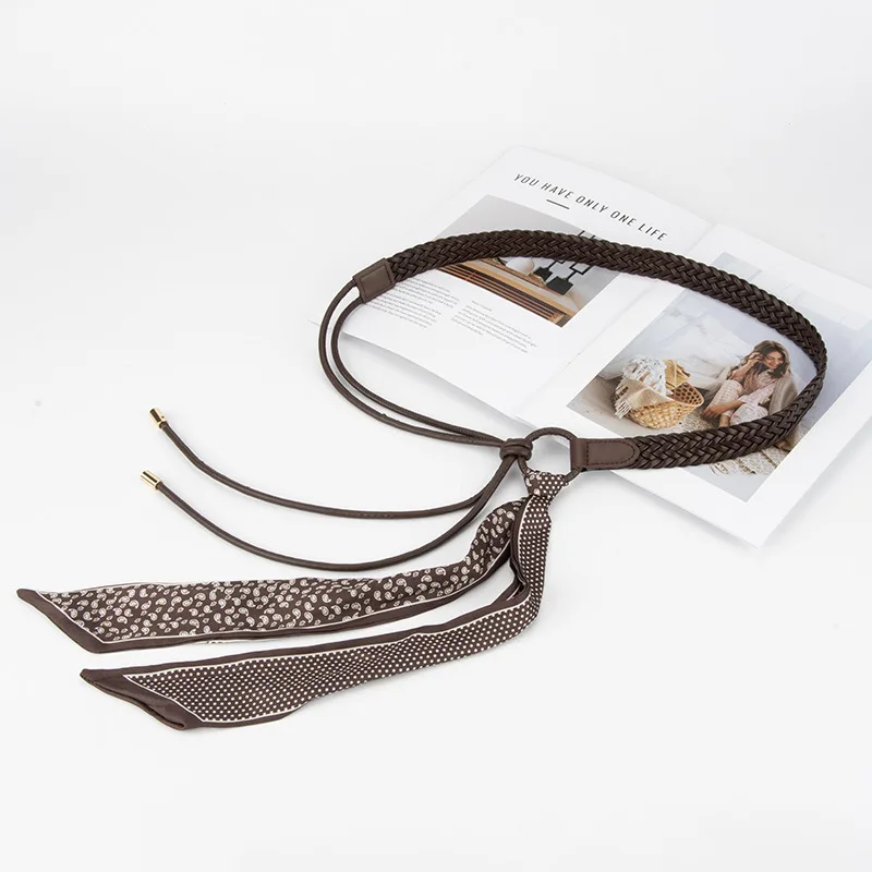 

Women's Fashion Braided PU Leather Scarf Belt Decorative Coat Dress Shirt Belt
