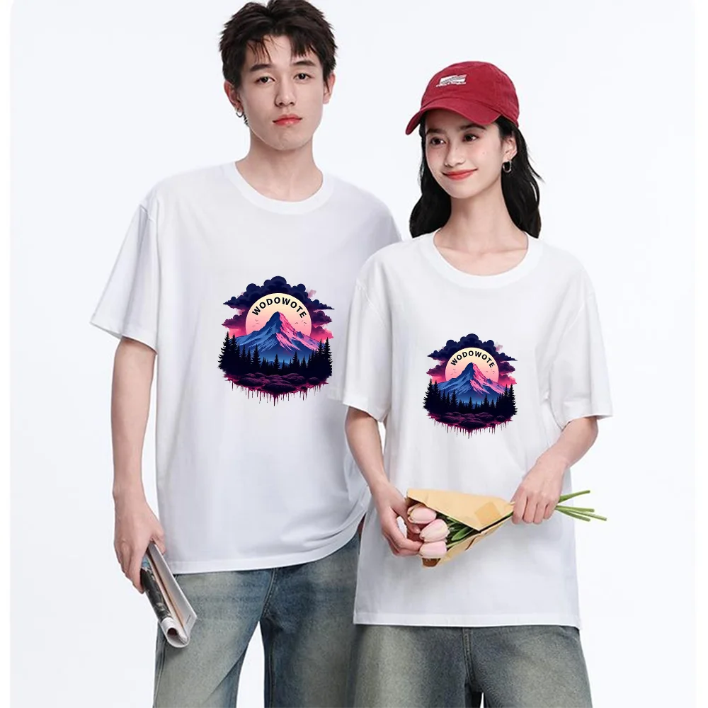 Wodowote Mountain Graphic Printed T Shirt Breathable Fabric S-XXL Personalized Custom Aesthetic Casual Short Sleeve Tee Unisex F