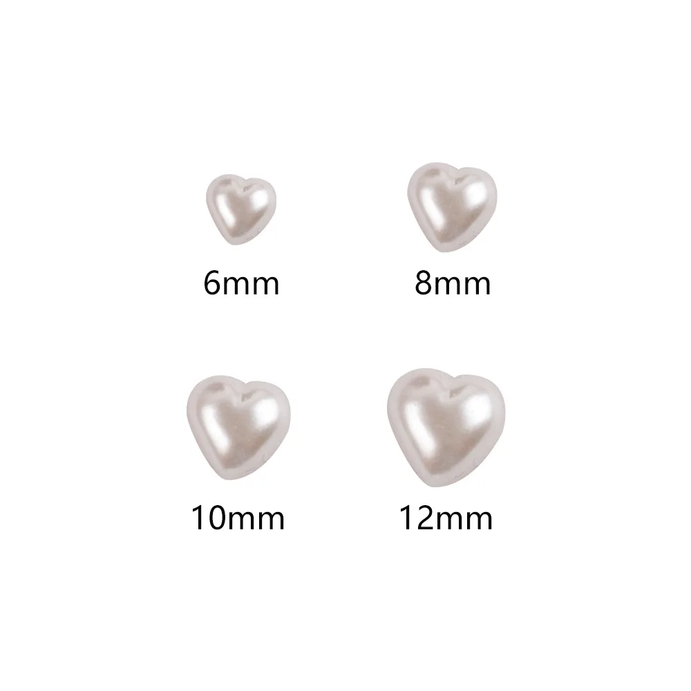 6/8/10/12mm  Heart  Flatback Beads Pearl Bead  For DIY Crafts Garment Bag Shoe Nail Art /Eyes  Decoration A0210