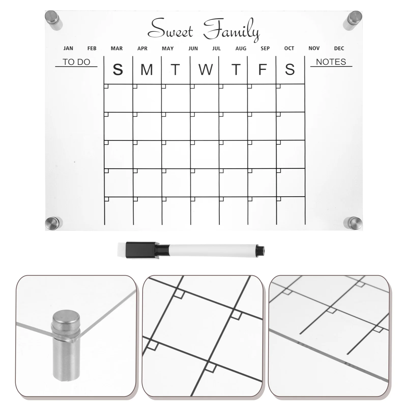 Imagem -04 - Transparente Escrita Calendário Desk Clear Calendar Whiteboard Acrílico Desktop Nota Portátil Office para Geladeira