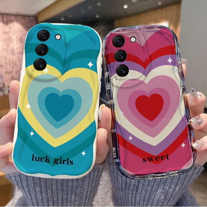 OPPO A5 A3 F29 Pro A3X A54 A3S A5S A35 A53 A9 A31 2020 A52 A72 A92 F9 F11 케이스 그라데이션 러브 하트 웨이브 엣지 커버