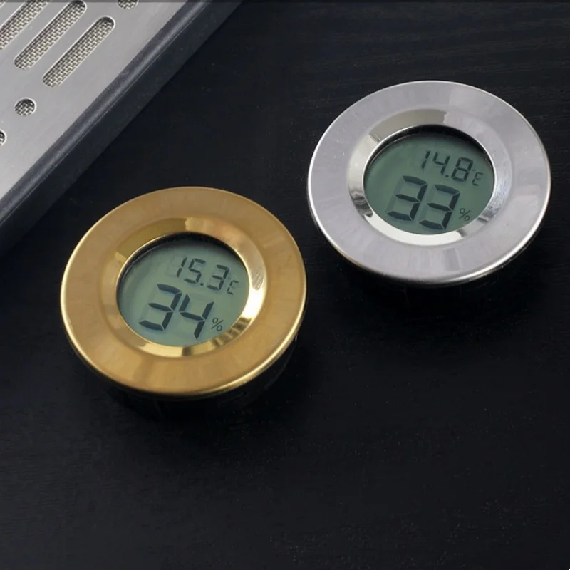 Mini Digital Portable Cigar Hygrometer Thermometer Humidor for Cigars Hygrometer Round Tobacco Gadget Accessories