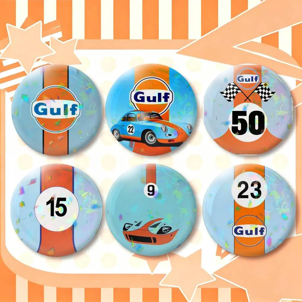 G-ulf Car Logo  25mm 32mm 44mm 58mm 75mm Brooches Badges Pins for Accessories Gift