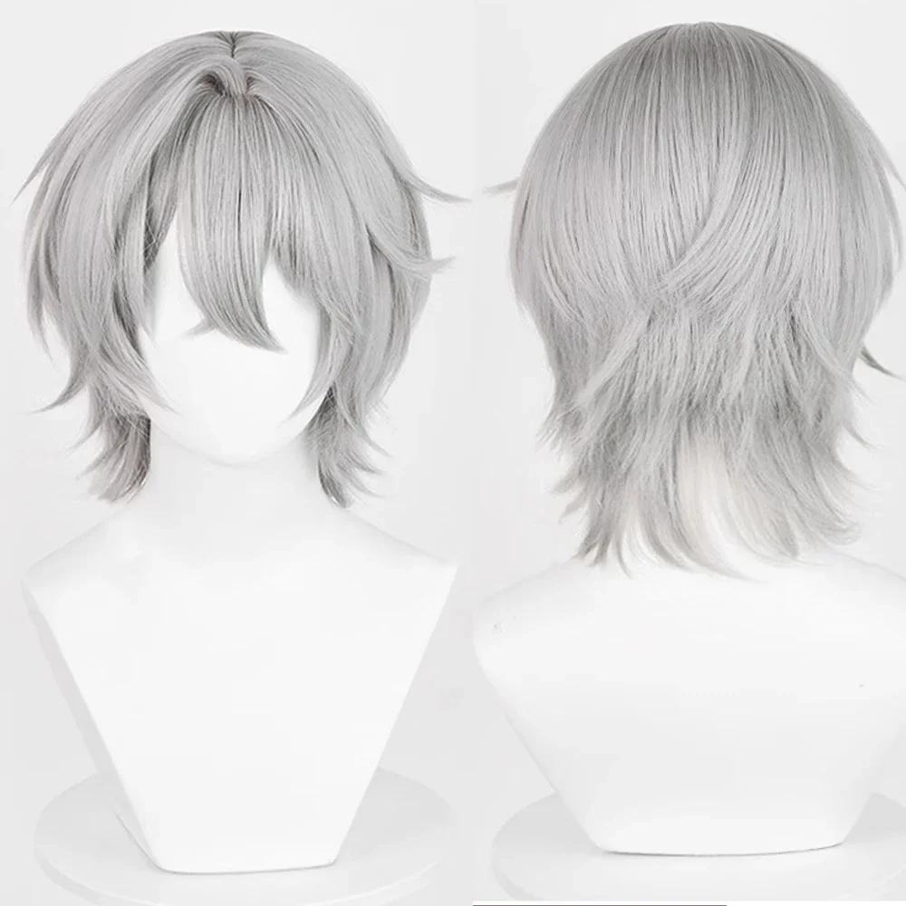 

Zenless Zone Zero Wise Wig Synthetic Short Straight Grey Game Cosplay Fluffy Men Heat Resistant Wig for Daily Party