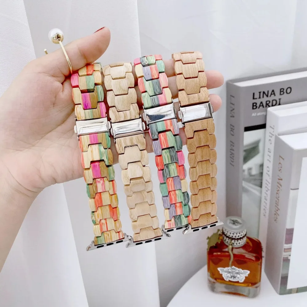Correa de madera para Apple Watch Ultra 49mm 10 42mm 46mm 9 8 7 45mm 41mm pulsera ligera y cómoda para Iwatch 6 5 4 SE Belt