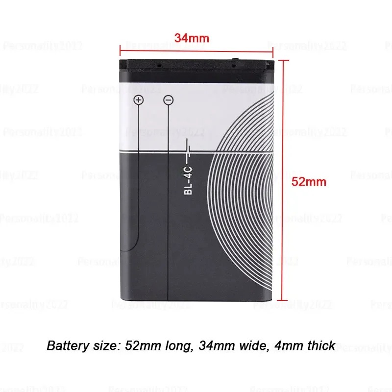 BL-4C Battery 890mAh Bl4c Rechargeable Lithium-ion Batteries for Nokia 6100 6125 6136 6170 6300 6301 7705 7200 Mobile Phones