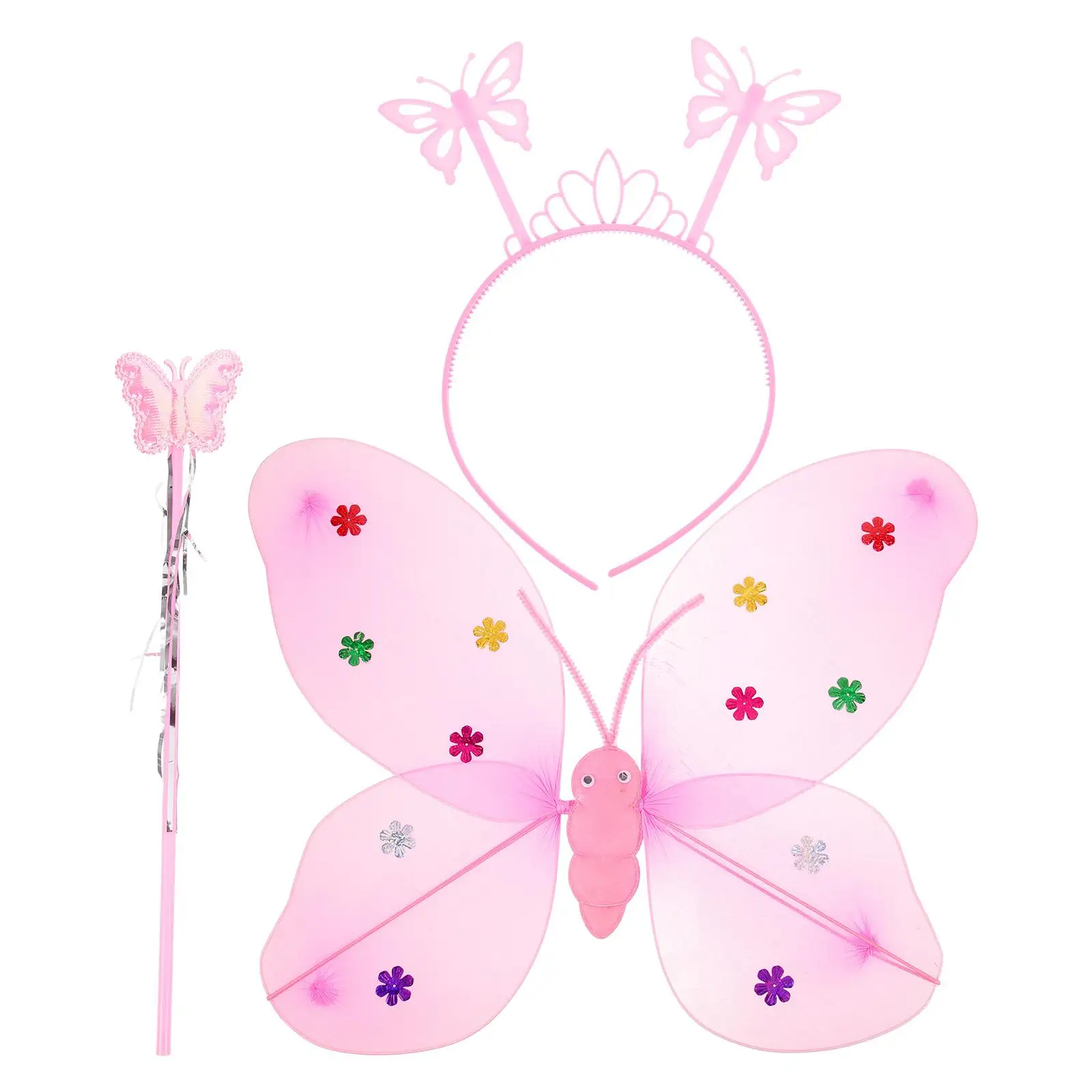 

Gauze Skirt Suit 2 Pcs Set Fairy Wings Kids Dress Girls Costume Cosplay Party Masquerade Accessories High Quality Material