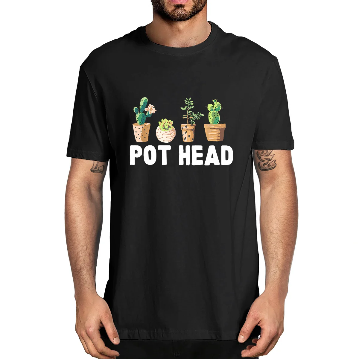 

Pot Head Gardener Succulent Garden Lover Funny Men's 100% Cotton Novelty T-Shirt Unisex Humor Streetwear Funny Women Top Tee