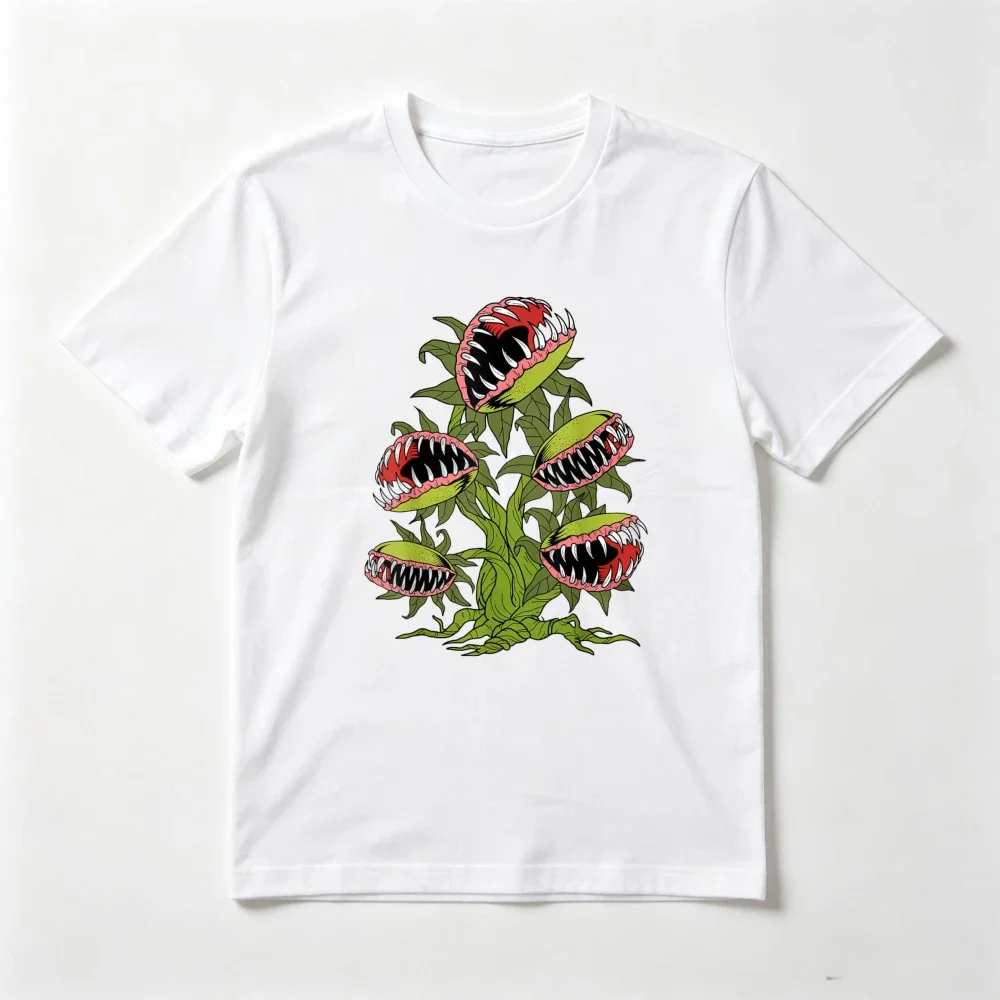Cute Carnivorous Plants Fly Trap Monster Graphic Printed Plant Lover T-Shirt Casual Fashion Loose Summer Short Sleeve T Shirt