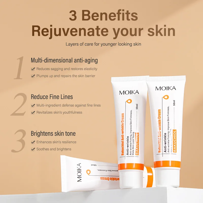 MOIKA Bakuchiol Anti-wrinkle Cream Psoralen Lighten Fine Line Acne Print Control Acne Firming face cream 50ml