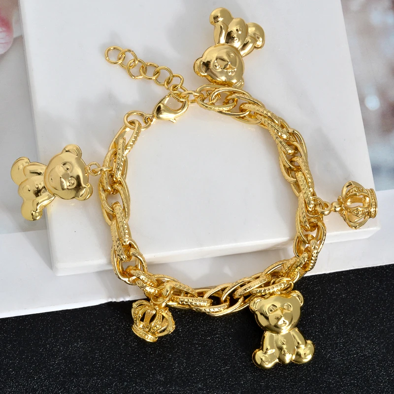 Luxury 18k Plated Bracelet  For Women Crown Charms Bracelets Adjustable Hand Link Chain Engagement Party Valentines Day Gift