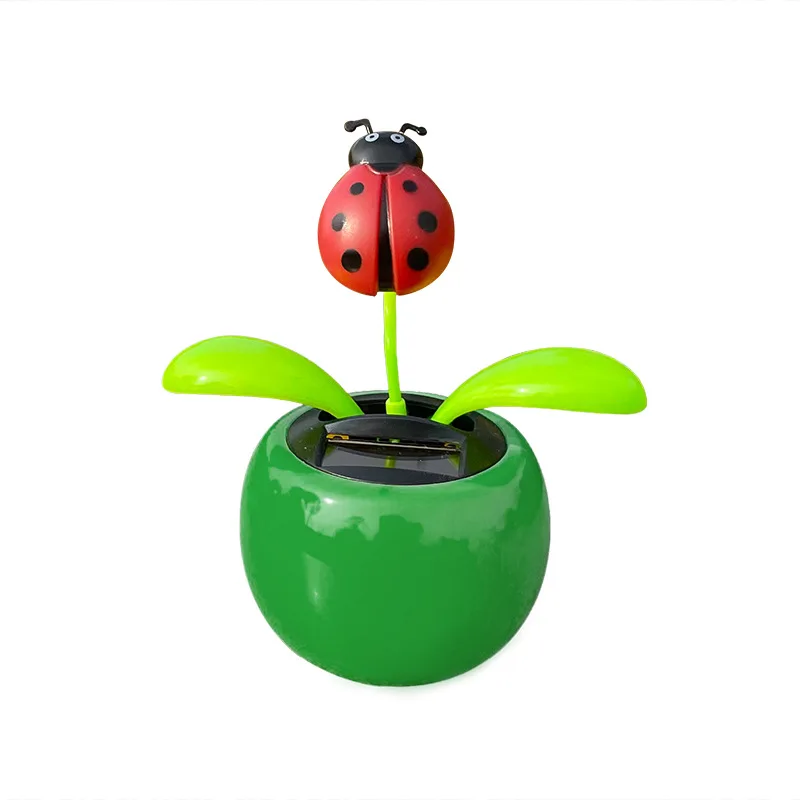 Cute Swinging Beetle Flower Doll giocattoli solari ornamento per auto creativo Cartoon Beetle decorazioni solari per Desktop giocattoli solari per bambini