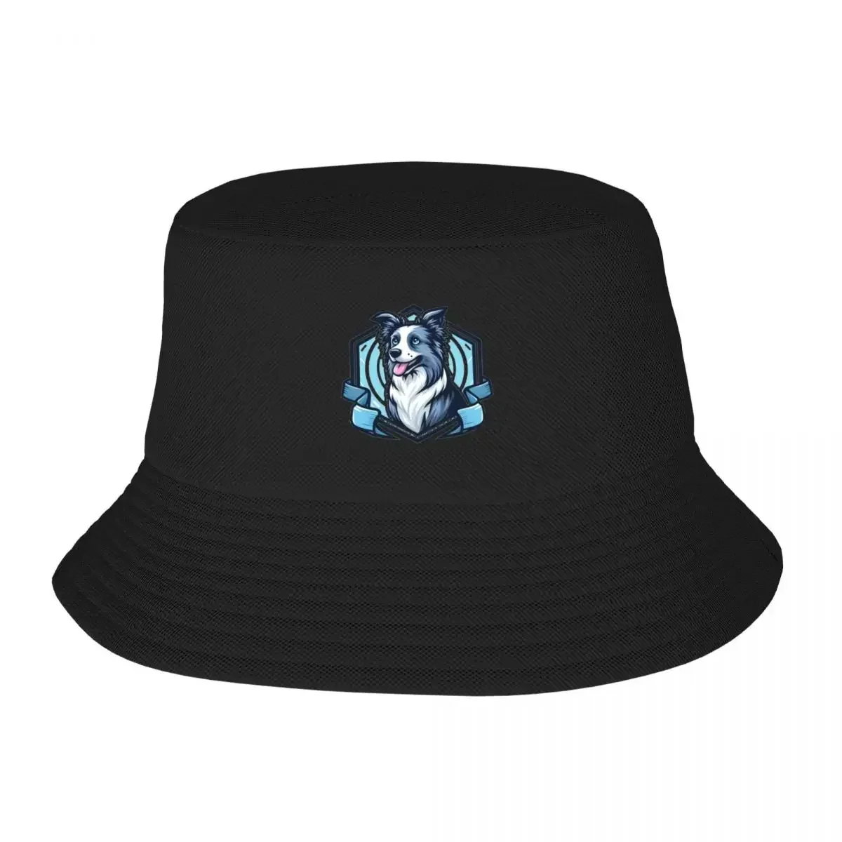 

Border Collie bleu Merle Herding chien dessin animé Illustration seau chapeau chapeau de soleil pour enfants chapeaux pour femme