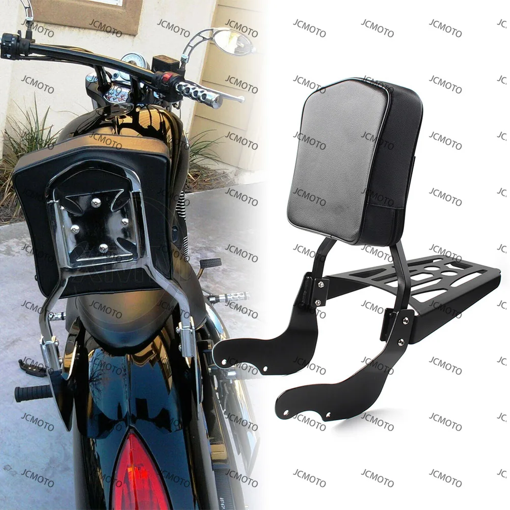 

Black For Victory Vegas Kingpin 2003-Up Motorcycle Sissy Bar Side Plates Backrest PU Leather Pad Luggage Rack