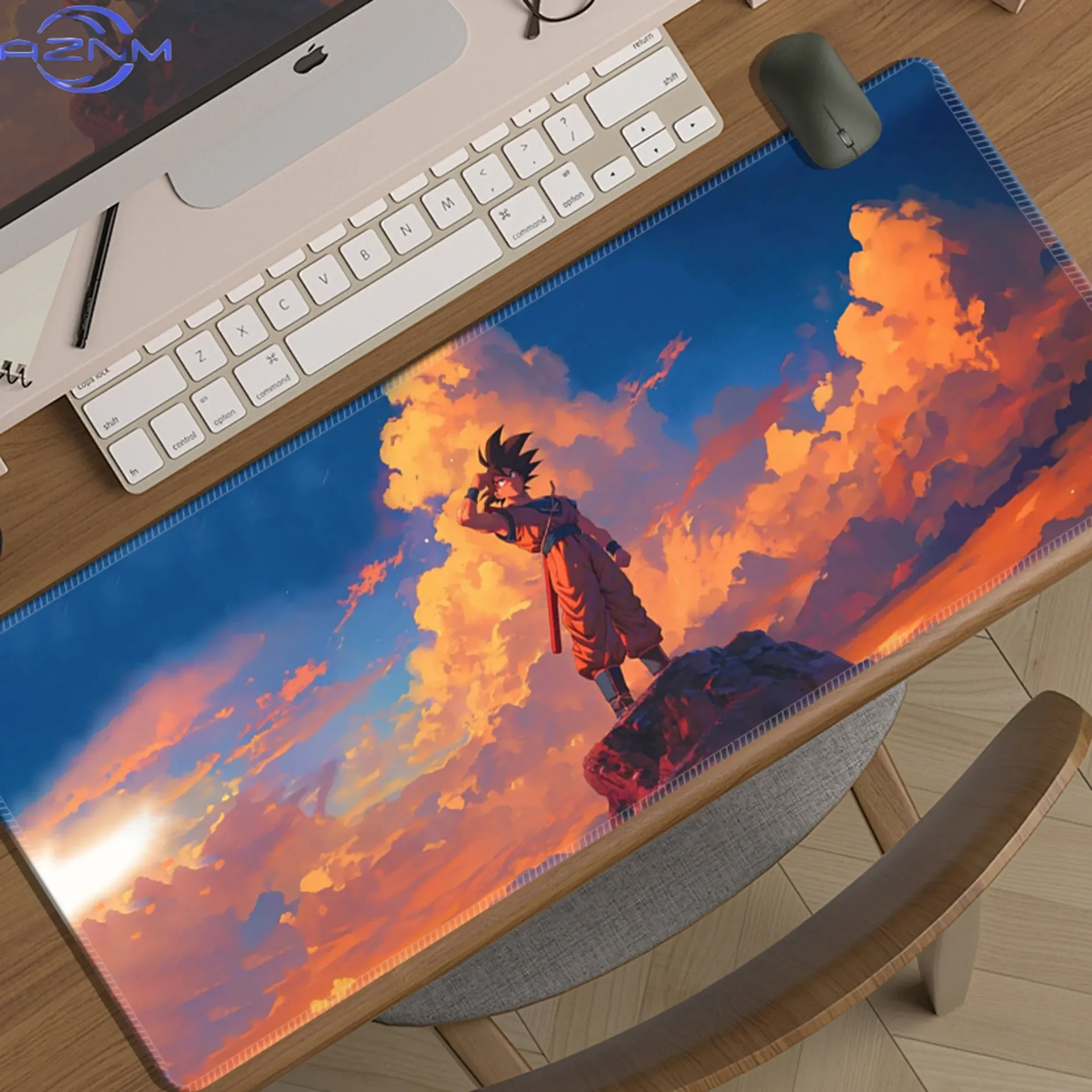 Dragon Ball Z Group Characters Anime Mouse Pad, Rubber Non Slip Gaming Desk Mat, Blue Sky Scenery HD Print Mouse Pad, Smooth Sur