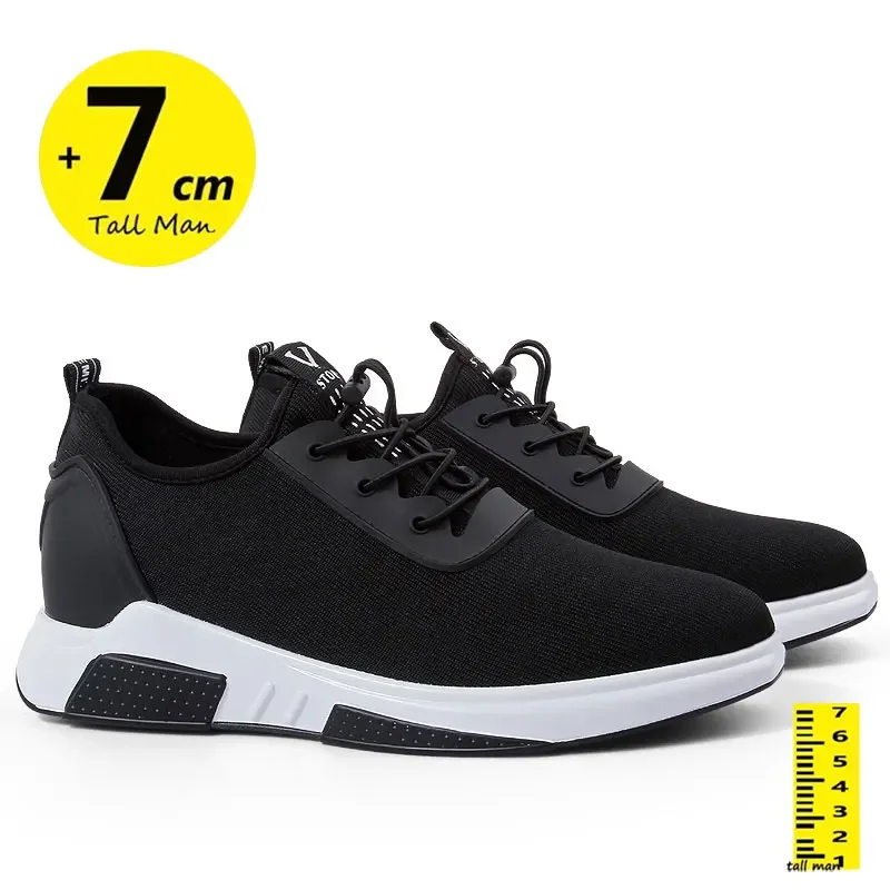 Breathablesneakers men elevator height increase shoes for men 8cm 6cm casual lift man breathable hidden heels taller