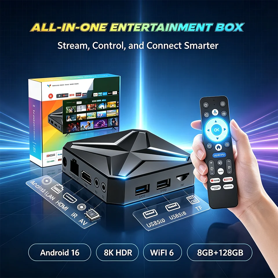 Q1mini+ Android 16 Smart TV Box 2026 8K WiFi 6 Dual UI Interface Support Google Voice BT54 Streaming Media Player Set Top Box