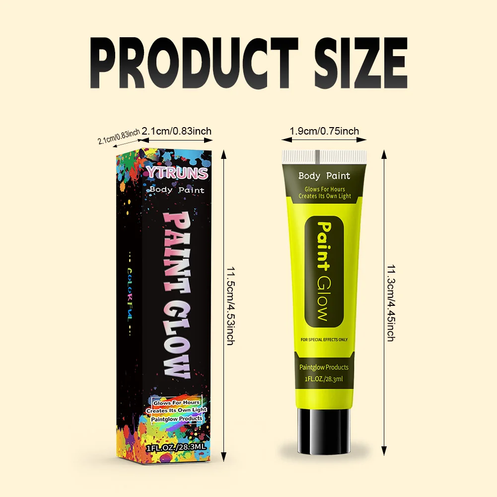 UV 형광 페이스 및 바디 페인트, 어둠 속에서 빛나는 화장품, 할로윈, 카니발 및 파용 속건성 세탁 가능 페인트