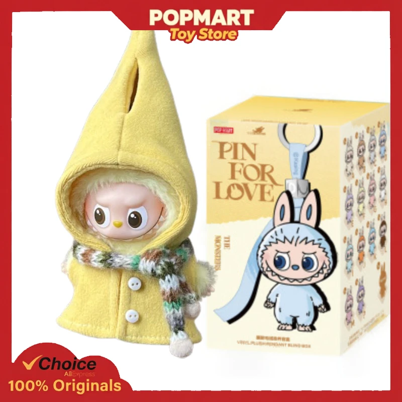 

POP MART Mini LABUBU V4 Pin for Love Желтая накидка Аутентичная оригинальная фигурка Набор булавок с коллекцией аксессуаров Подарок для друзей
