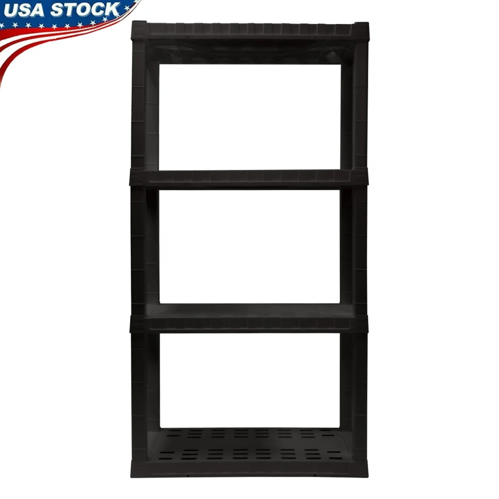 

4-Tier Interlocking Plastic Shelf Freestanding Storage Organizer 400lbs Capacity Ideal Home Office Garage Use